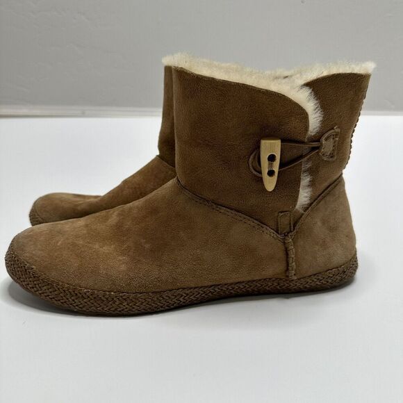 UGG Garnet 1012503 Brown Chestnut Leather Suede Winter Boots Women’s Size 8 - Picture 1 of 9